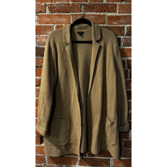 Talbots Sweaters - Talbots‎ Sweater Blazer L – Tan Wool Blend Jacket w/ Notch Collar – Cozy Chic